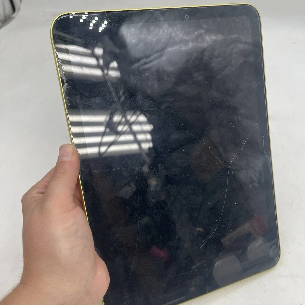 Apple iPad 10th Gen A2696 64GB Wi-Fi Only Yellow For Parts Minor Cracked Screen